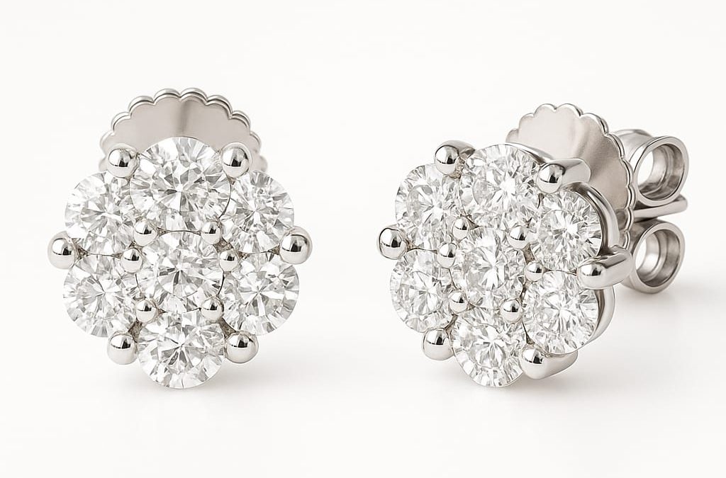 Discover Elegance with 14K White Gold Diamond Cluster Earrings