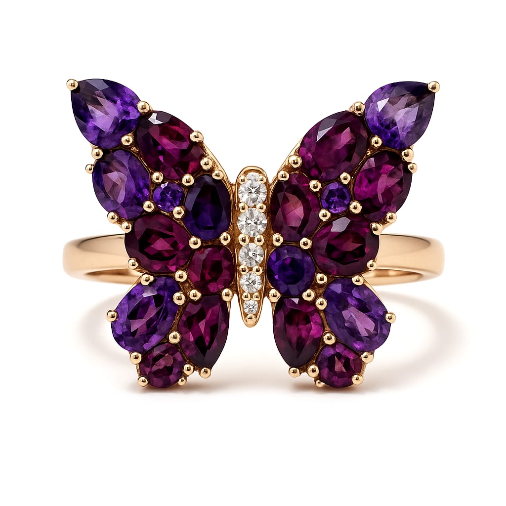 Effy 14K Rose Gold Butterfly Ring on white background