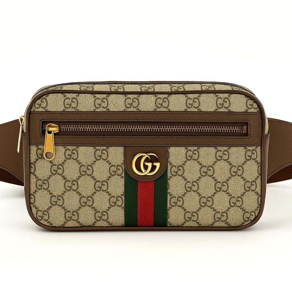 Gucci Ophidia GG Supreme Belt Bag on white background