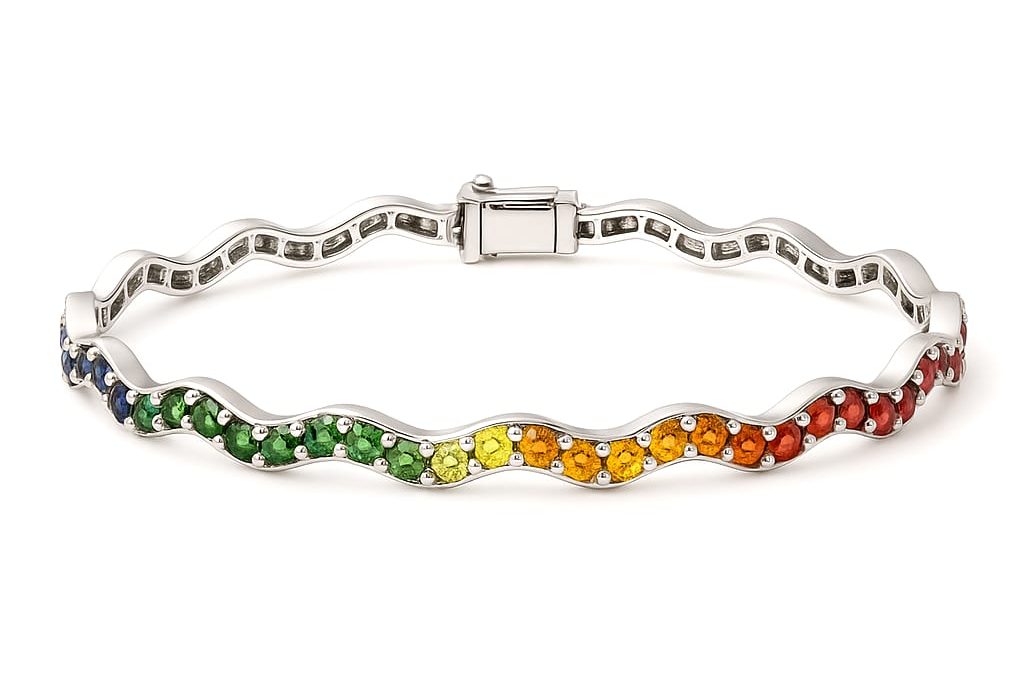 14K Gold Multi-Gemstone Bracelet: A Splash of Color and Elegance
