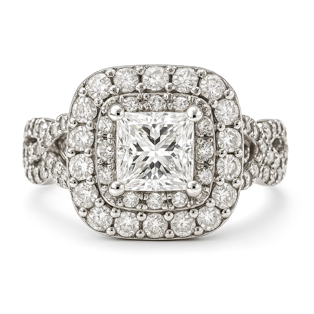 Neil Lane 14K white gold diamond ring on clean white background.
