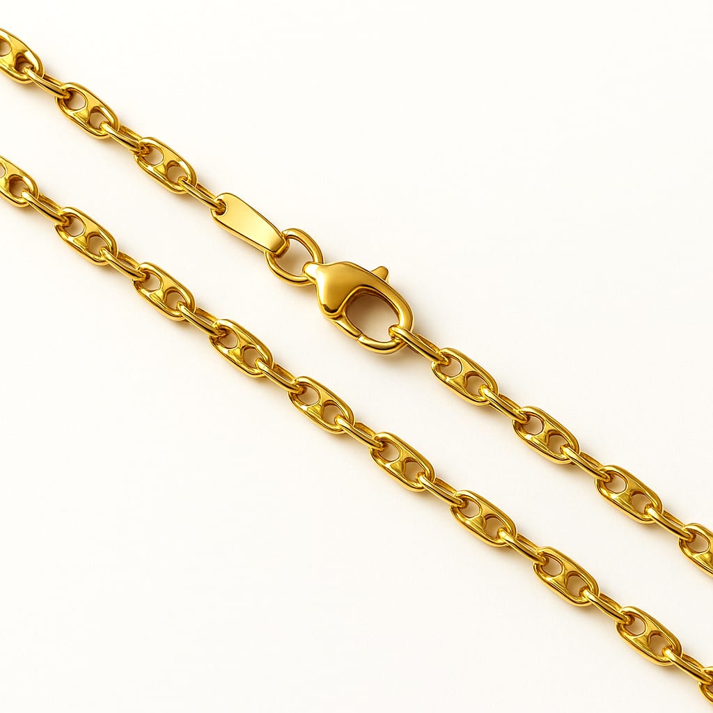 14K Yellow Gold Mariner Chain on white background