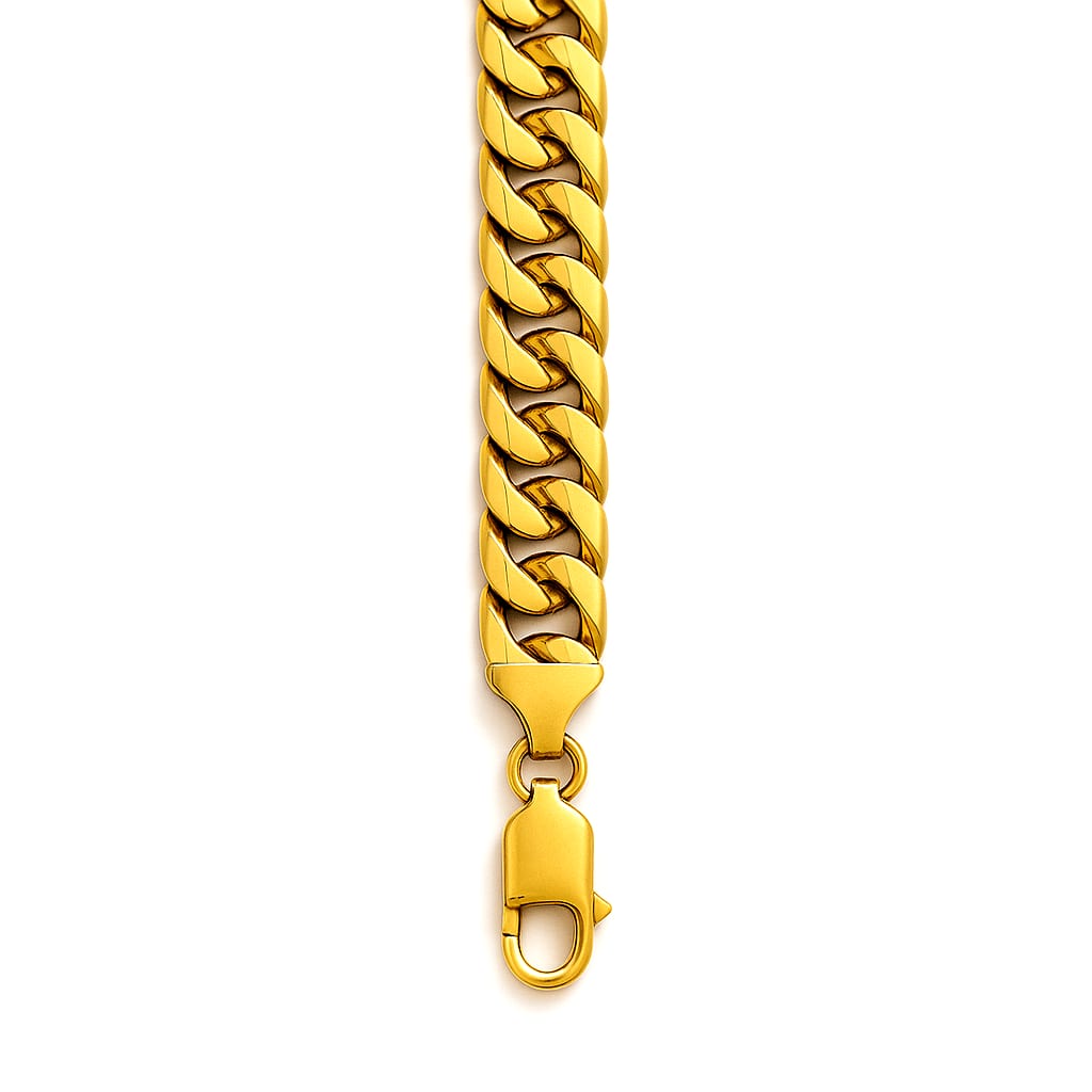 10K Yellow Gold Cuban Link Chain on white background