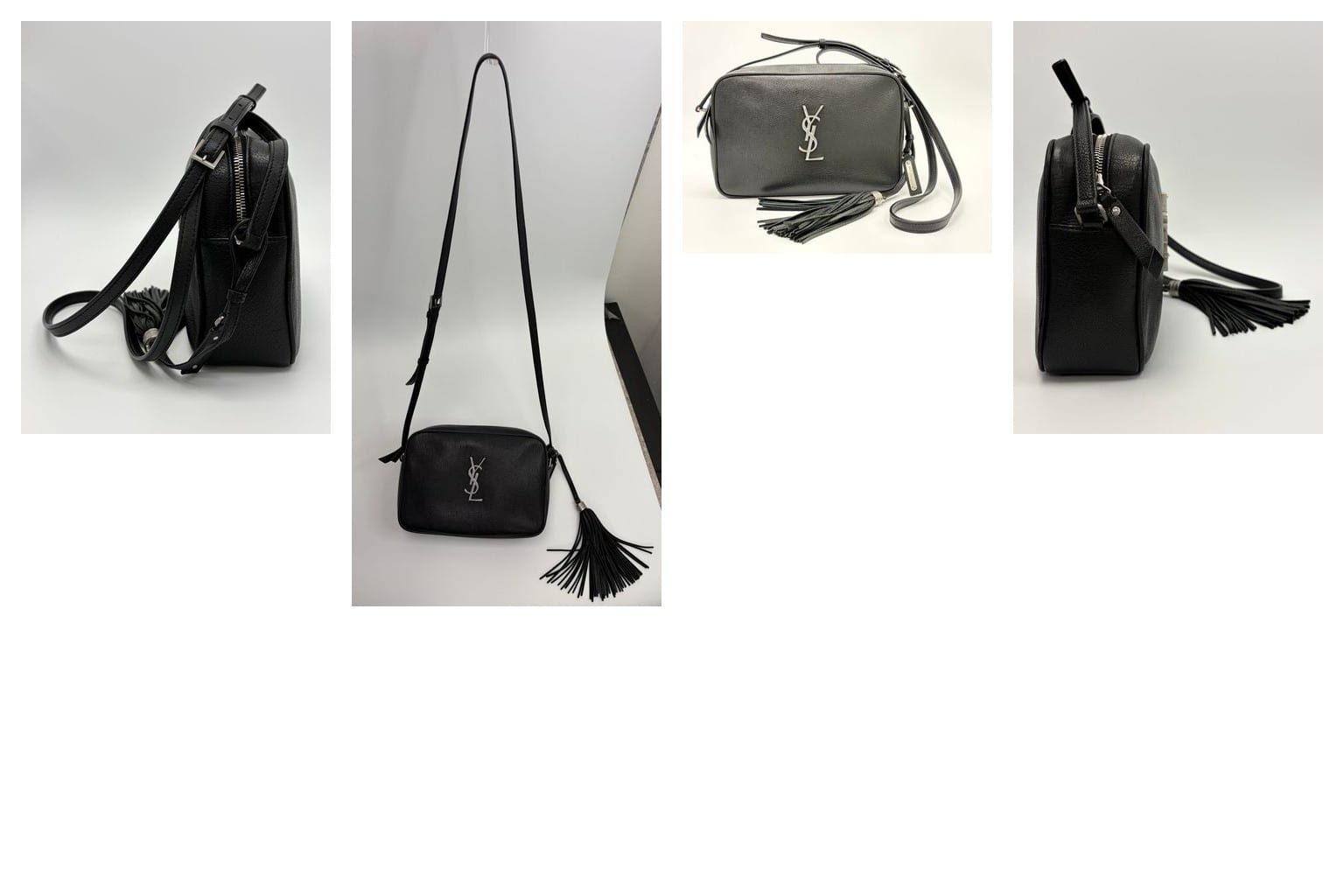 Collage of YSL Lou Camera Bag details