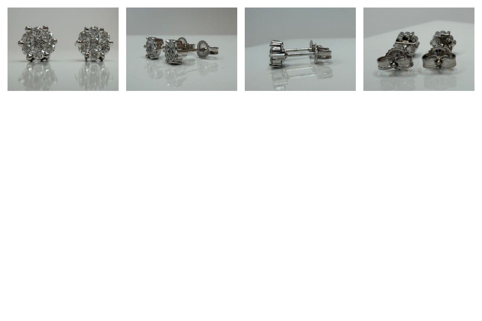 Collage of 14K White Gold Diamond Cluster Earrings