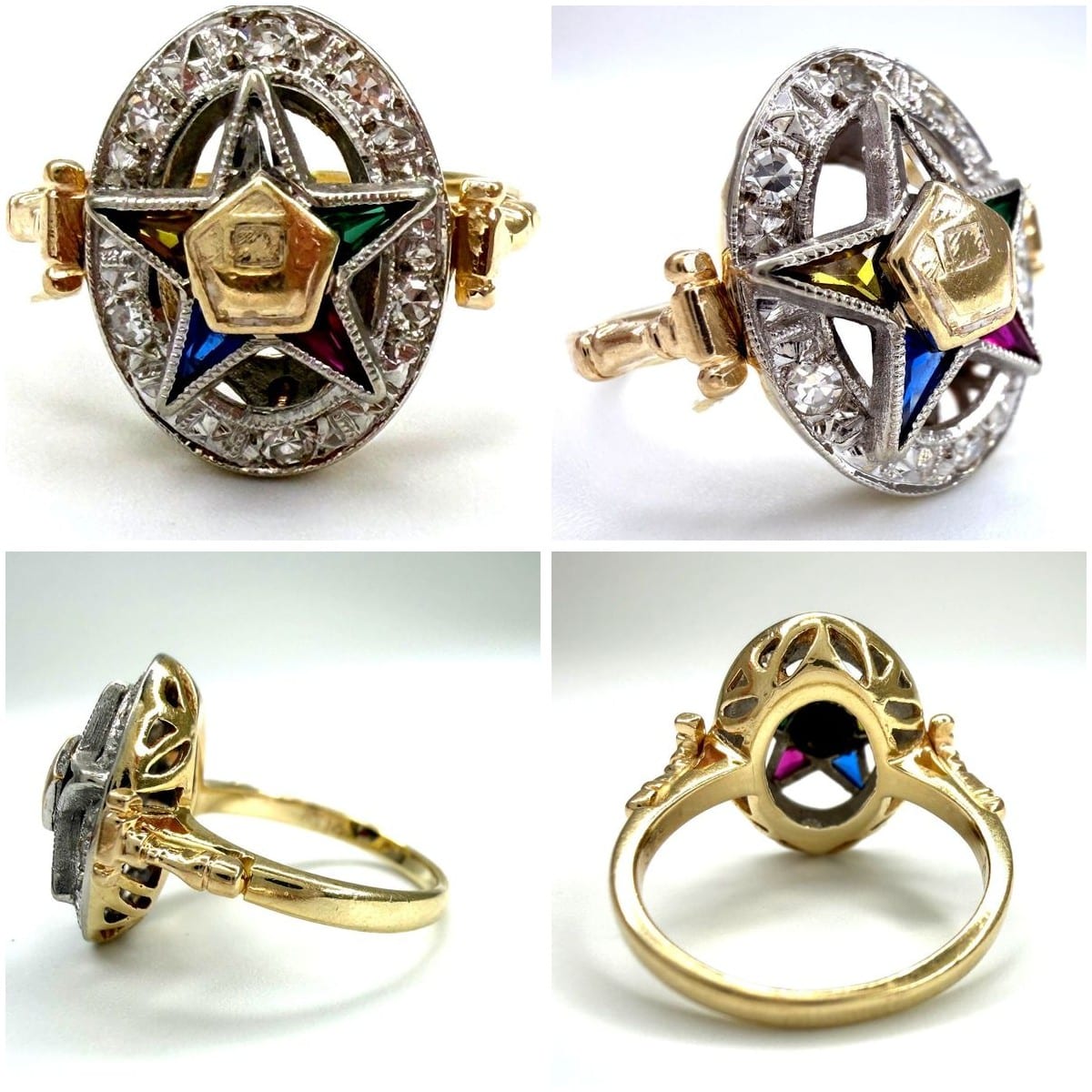 Collage of Masonic Ring details