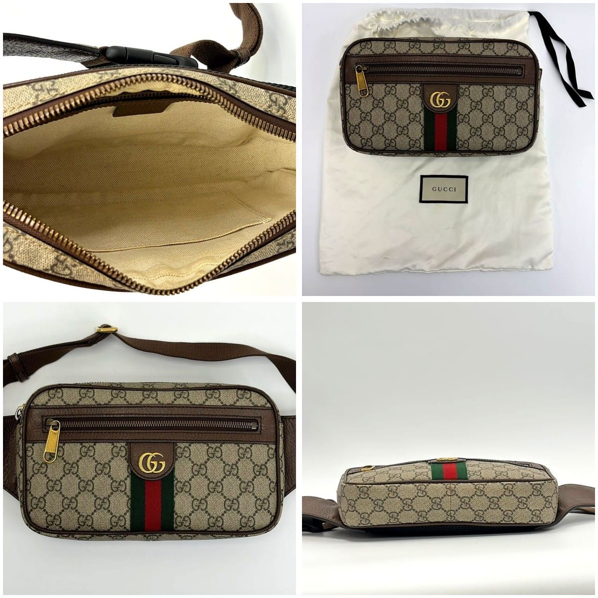 Detailed collage of the Gucci Ophidia Belt Bag