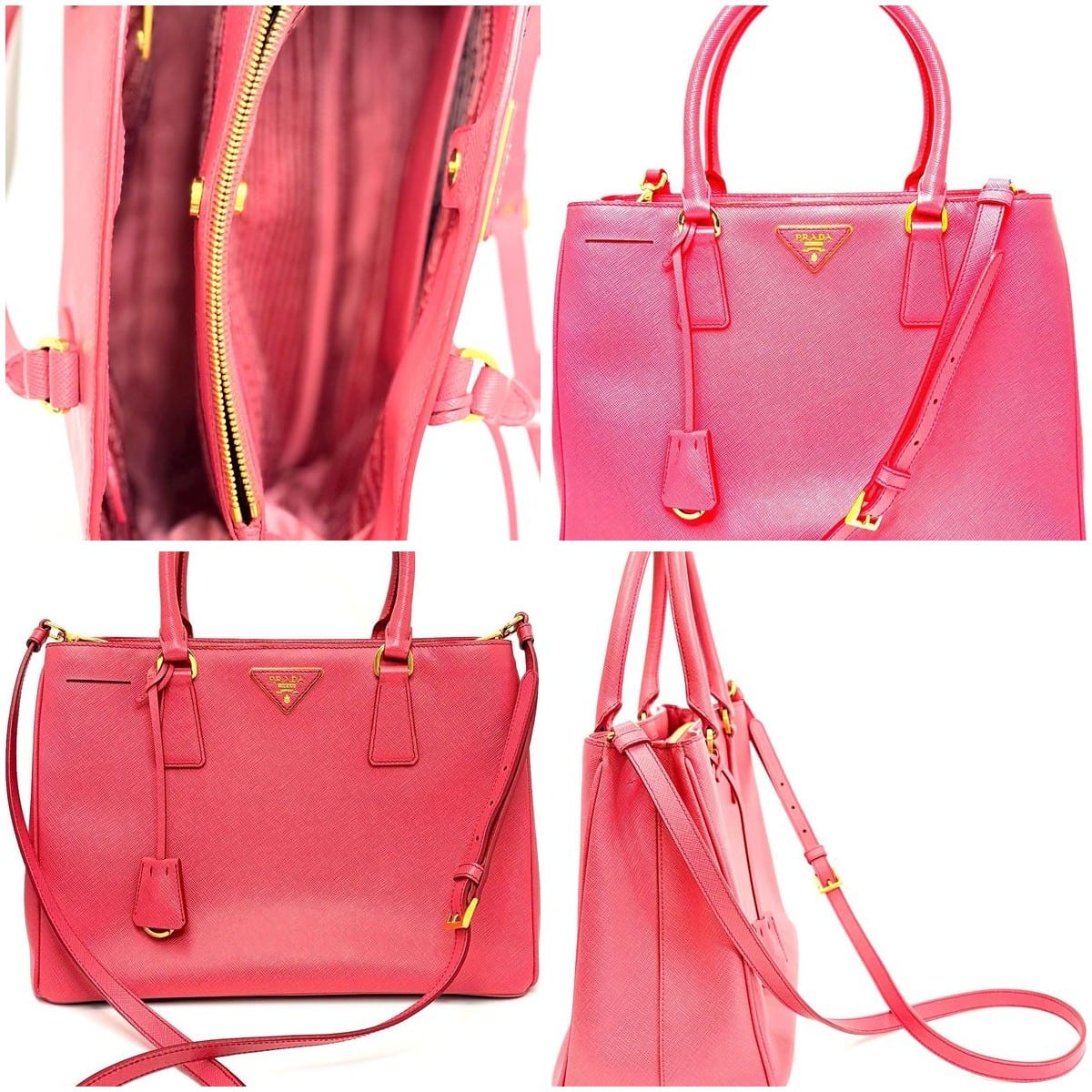 Collage of Prada Saffiano Tote details