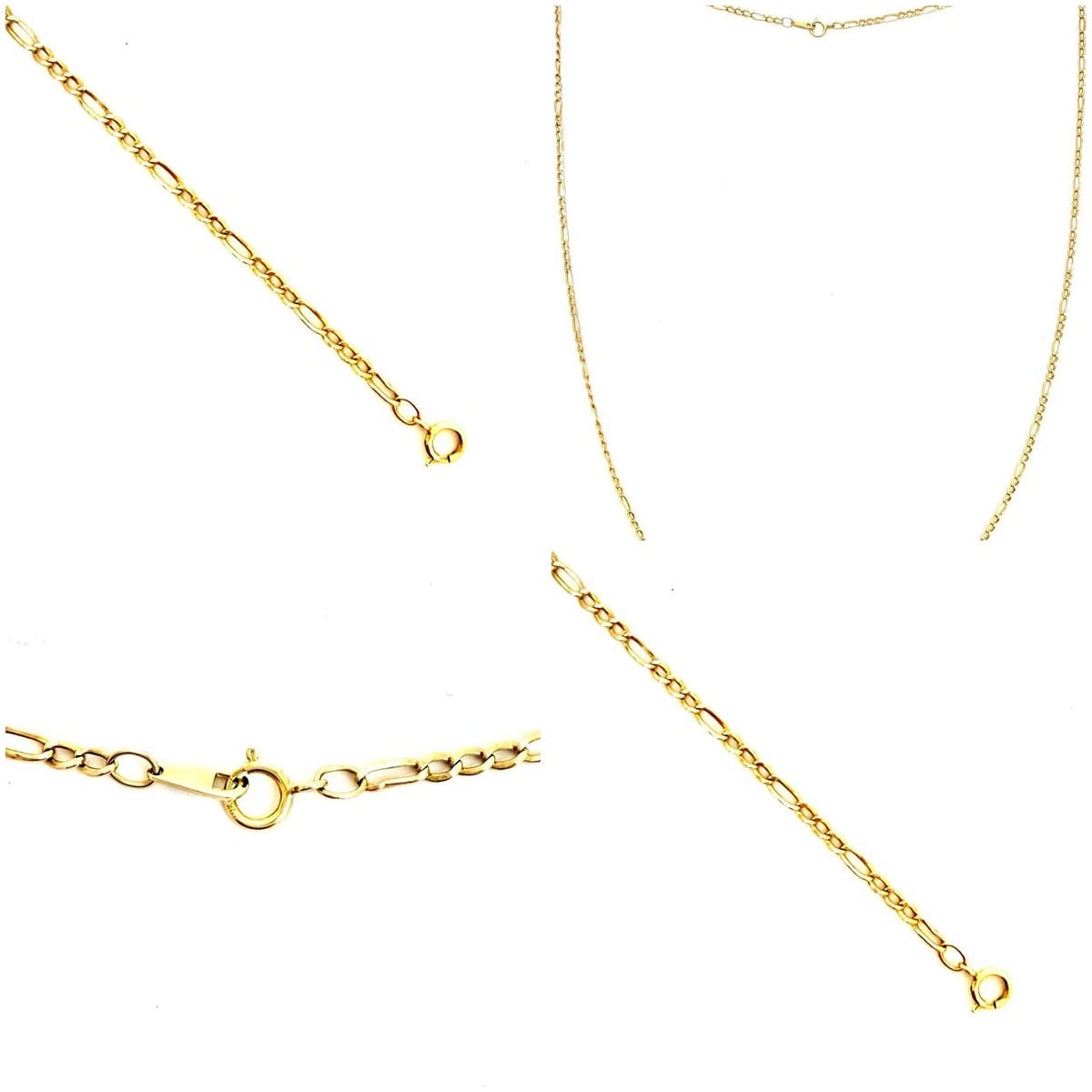Collage of the 10K Yellow Gold Figaro Chain