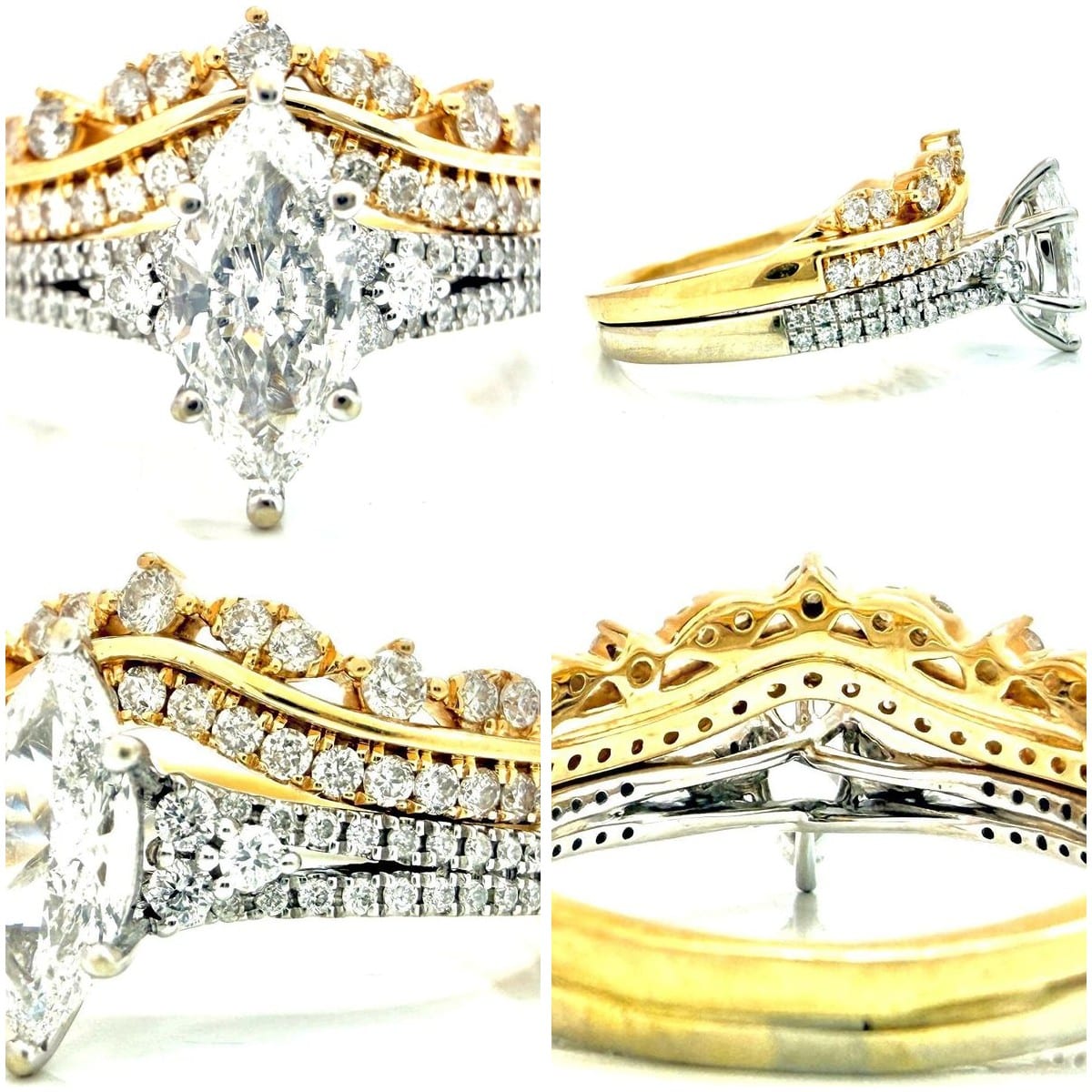 Collage of 14K Two-Toned Gold Diamond Ring