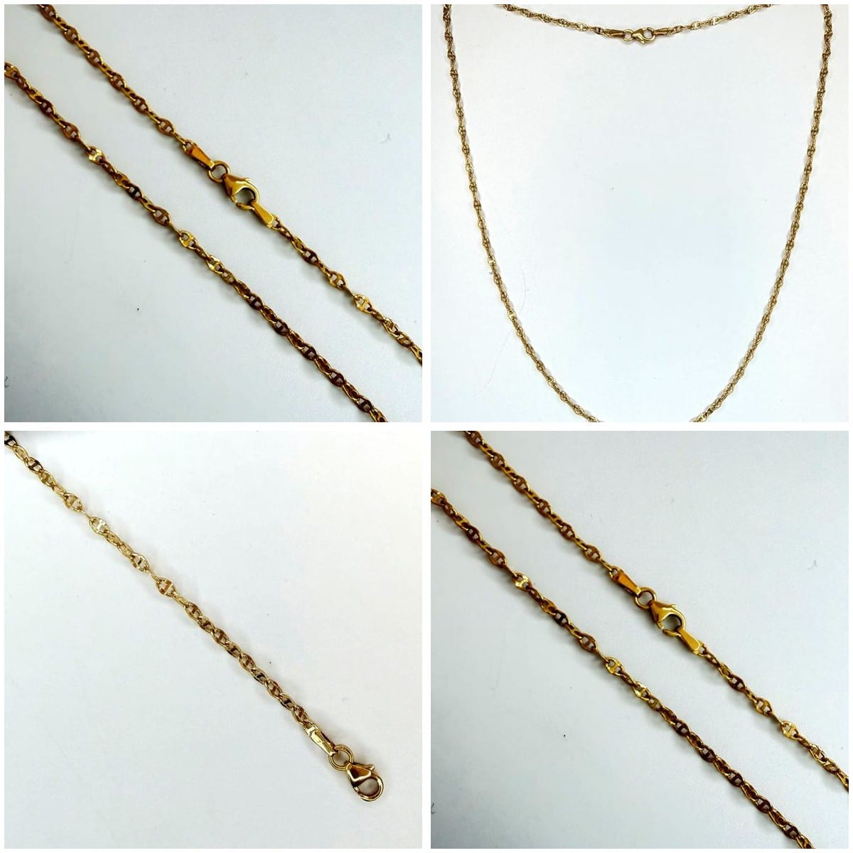 Collage of 14K Yellow Gold Mariner Chain details