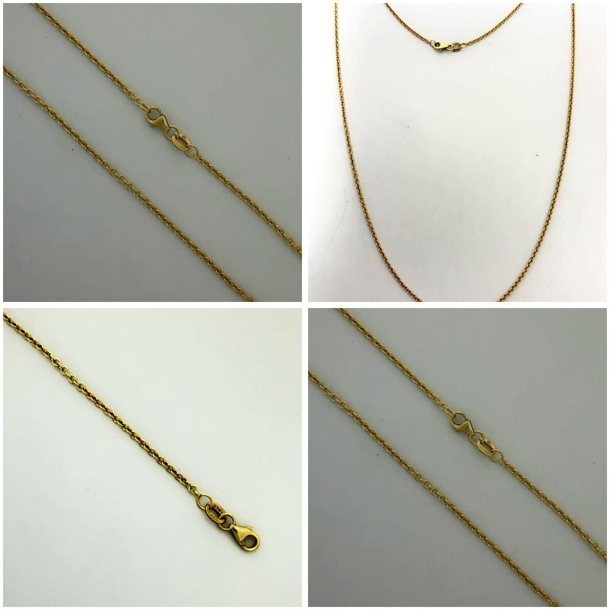 Collage of 14K yellow gold cable link chain
