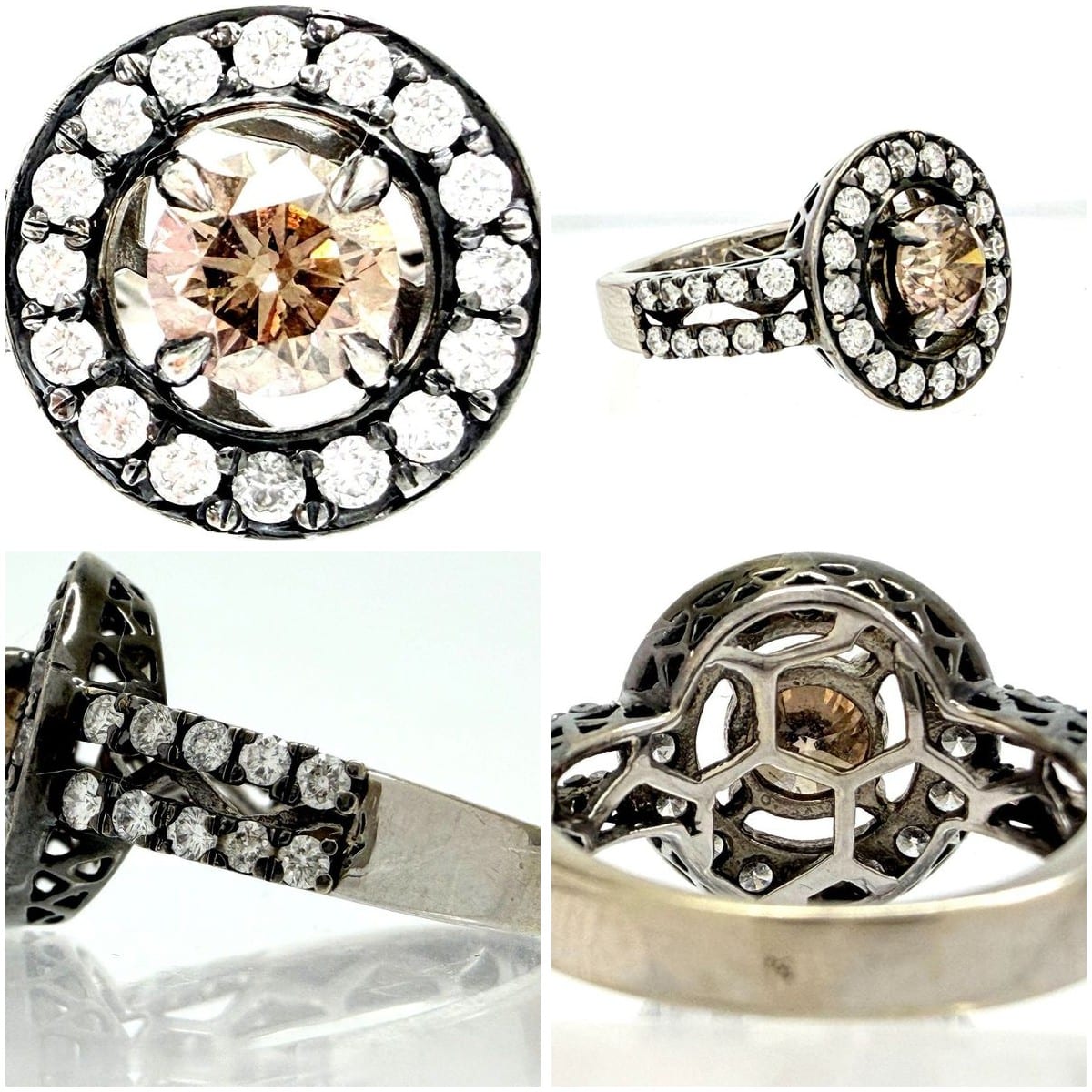 14K White Gold 1.83 ctw Diamond Ring collage on white background