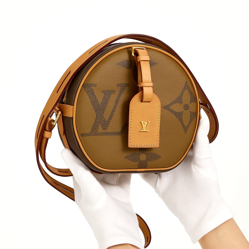 Detail of the gold-tone hardware on the handbag
