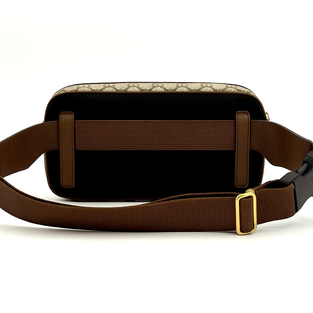 Close-up of the Gucci Ophidia Belt Bag with white glove