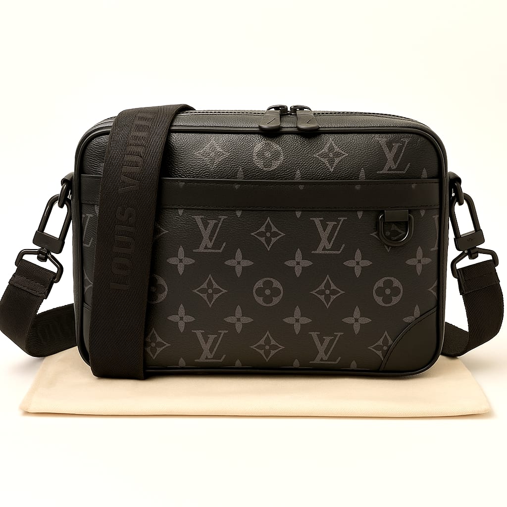 Secure zip closure and black hardware accents