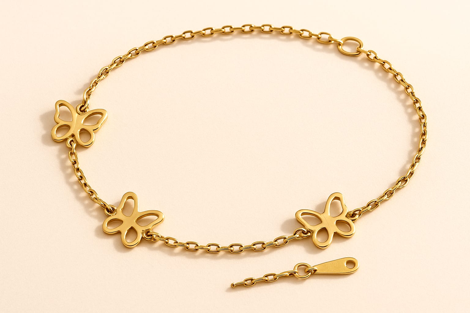 Luxury display of gold bracelet in a jewelry shop.