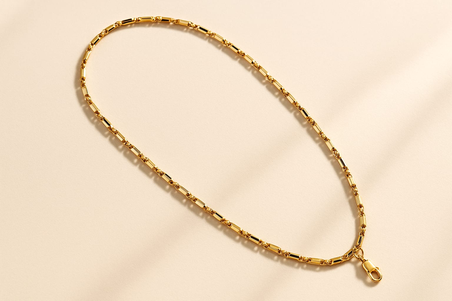 Luxury display of 18K gold chain in store