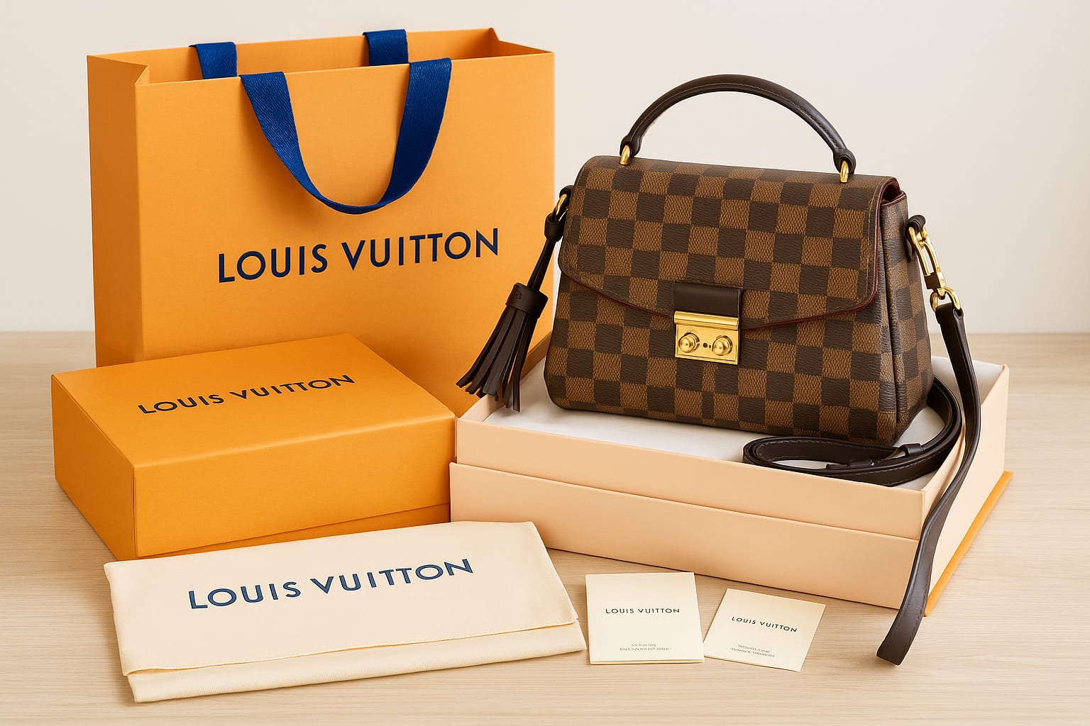 Louis Vuitton Croisette displayed with luxury accessories