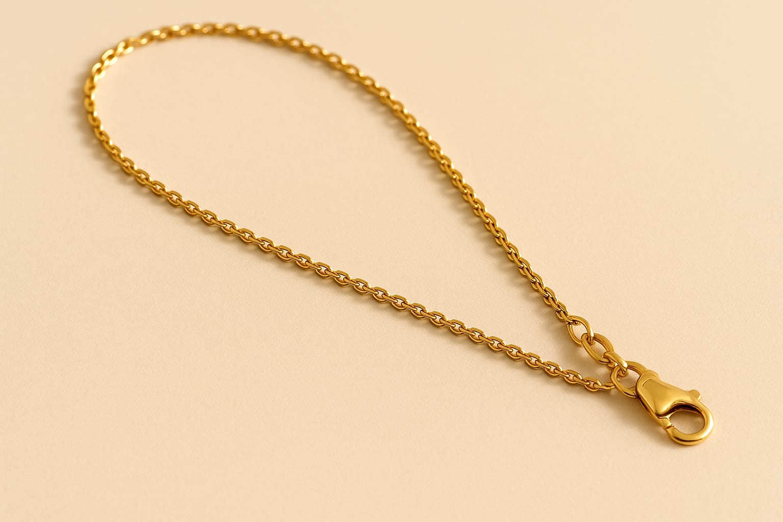 14K gold chain on luxury display