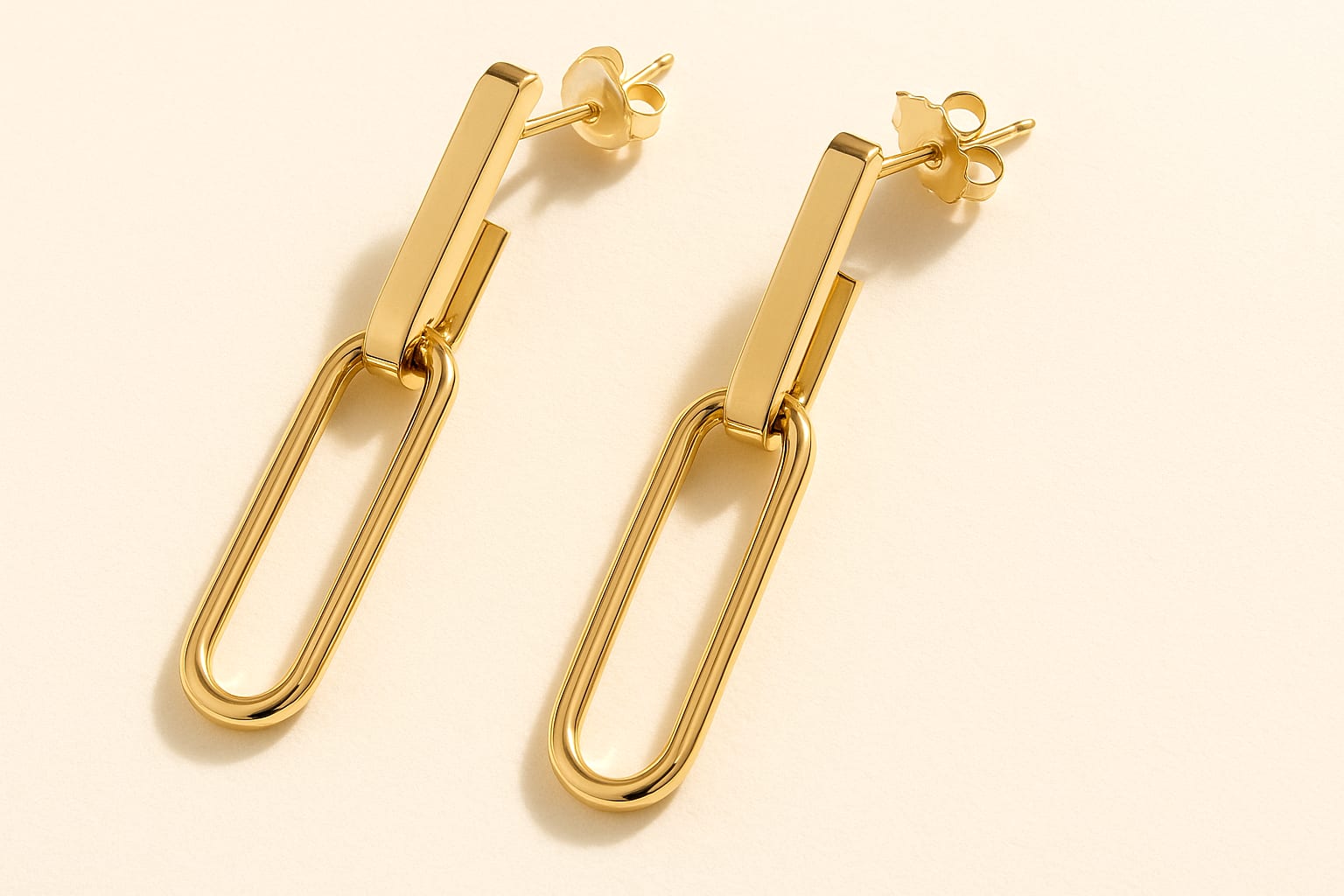 Luxury Display of 14K Gold Paperclip Earrings