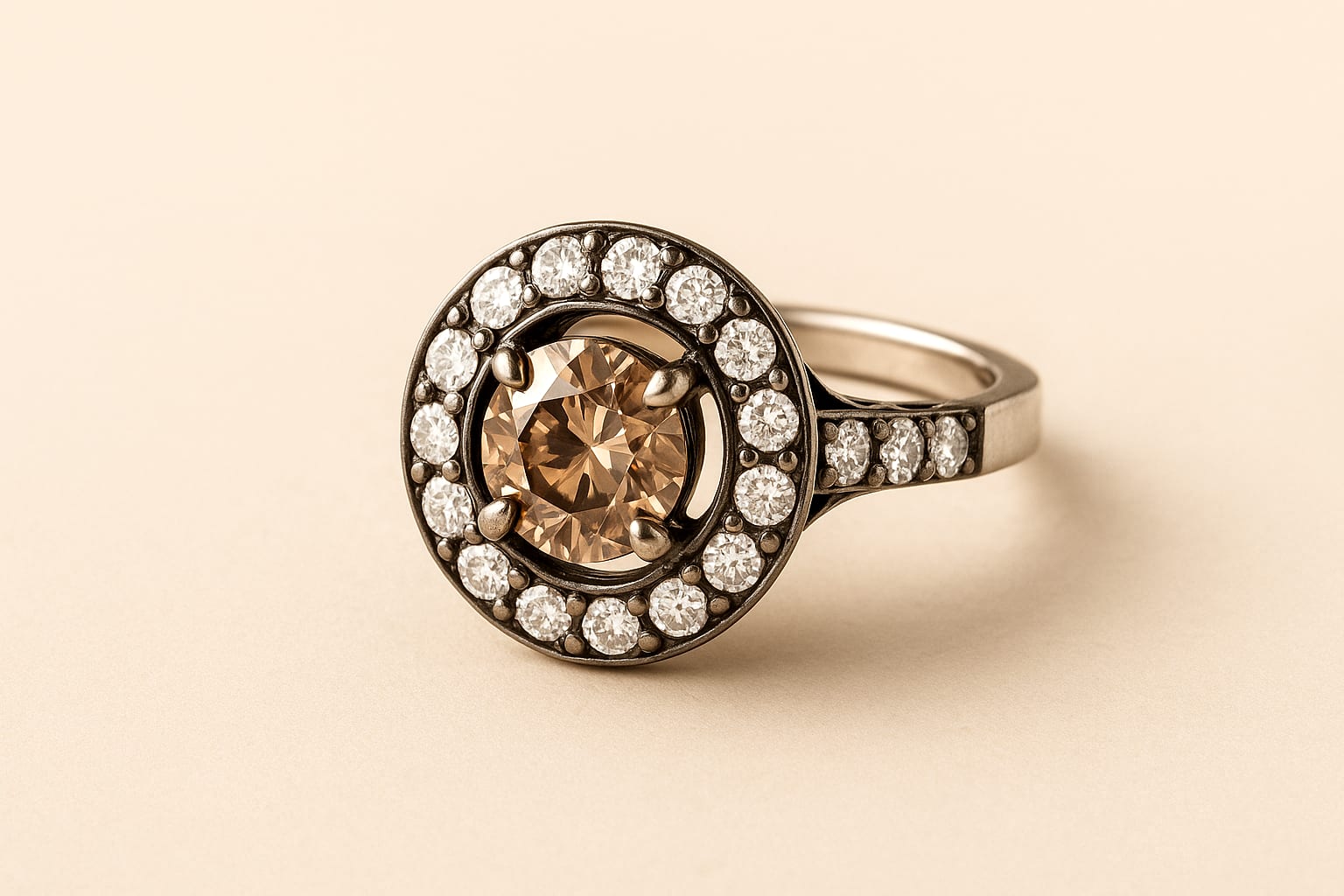 14K White Gold 1.83 ctw Diamond Ring on luxury display