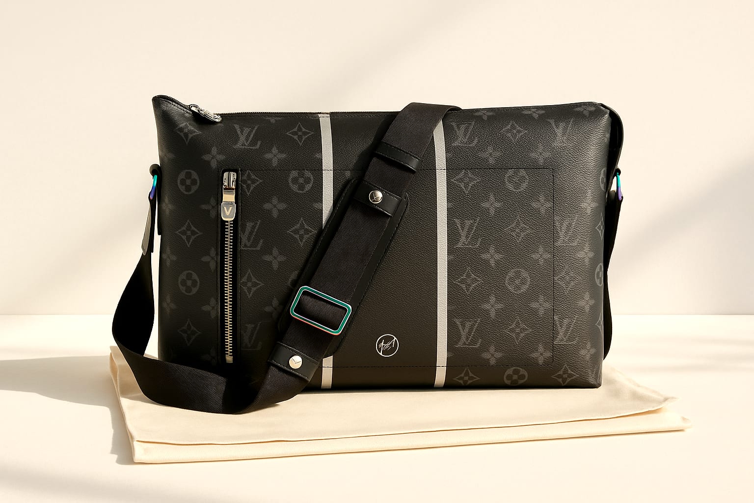Louis Vuitton Fragment Apollo Messenger Bag on display