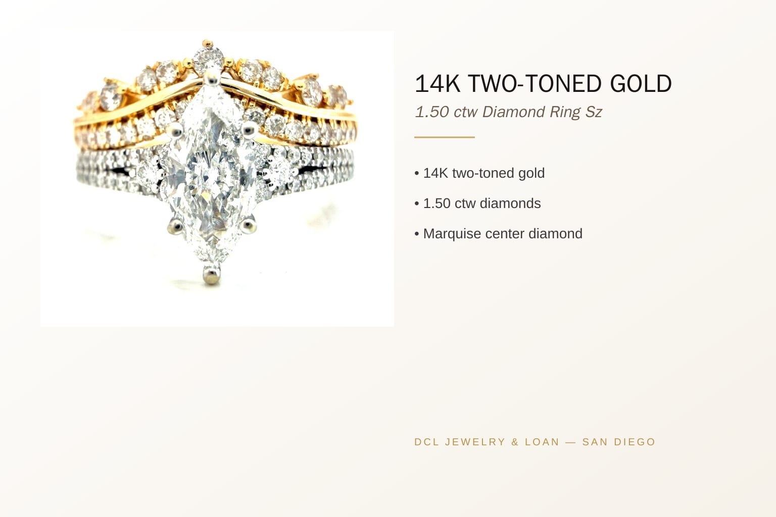 Infographic banner of 14K Two-Toned Gold Diamond Ring