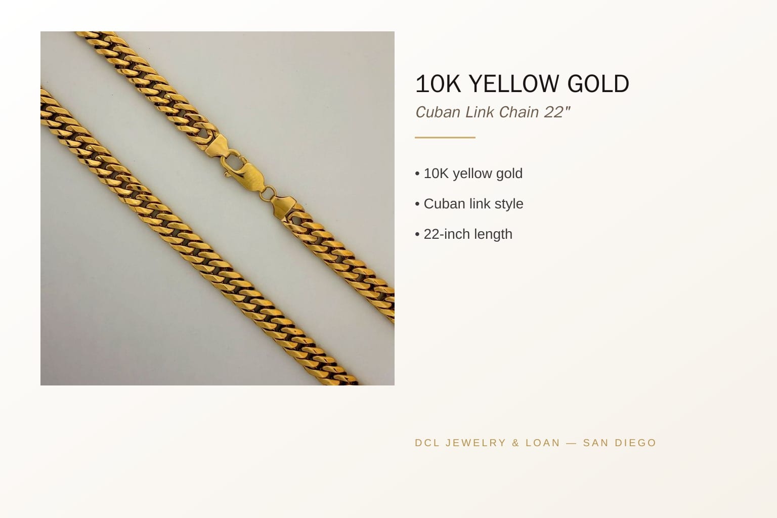 Infographic on the Cuban Link Chain features