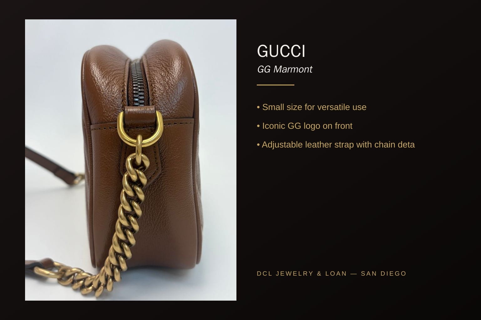 Infographic of Gucci GG Marmont Bag details