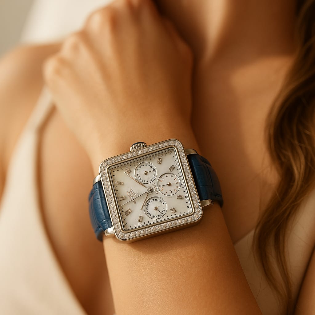 GV2 by Gevril Bari Diamond Watch worn by a model in lifestyle setting