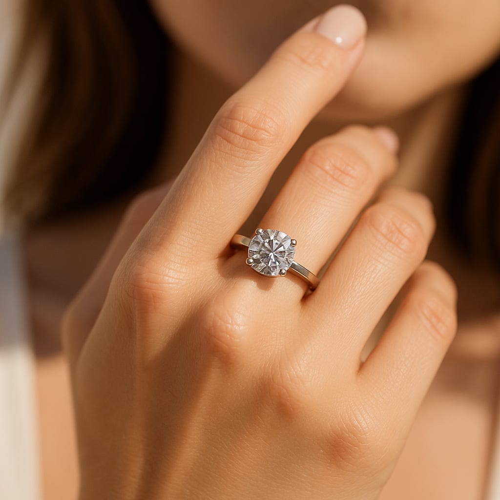 Model Wearing the Diamond Solitaire Ring