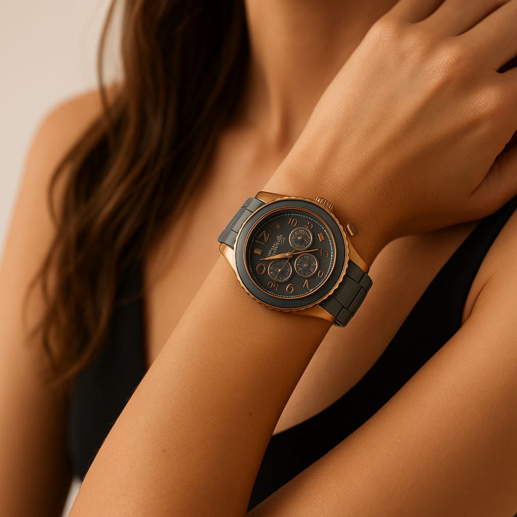 Lifestyle image of Marc Jacobs watch on model
