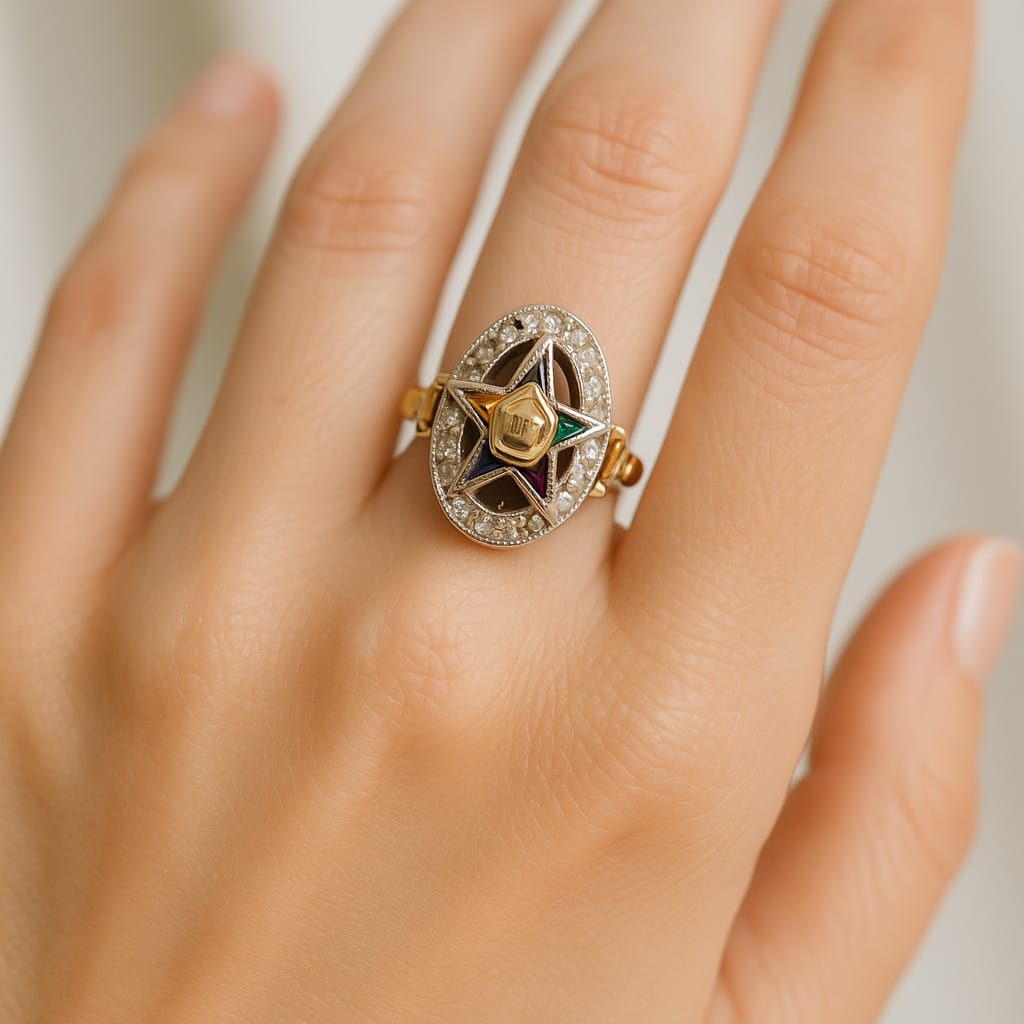Model wearing the Masonic Ring in a lifestyle setting