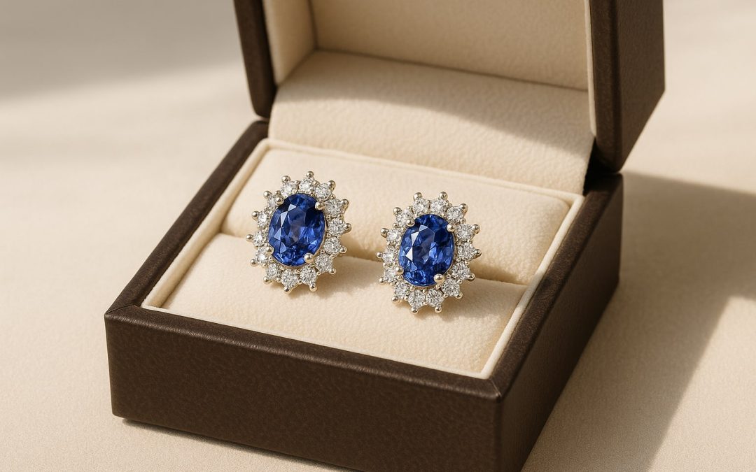 18kt White Gold Tanzanite Diamond Earrings for Elegance