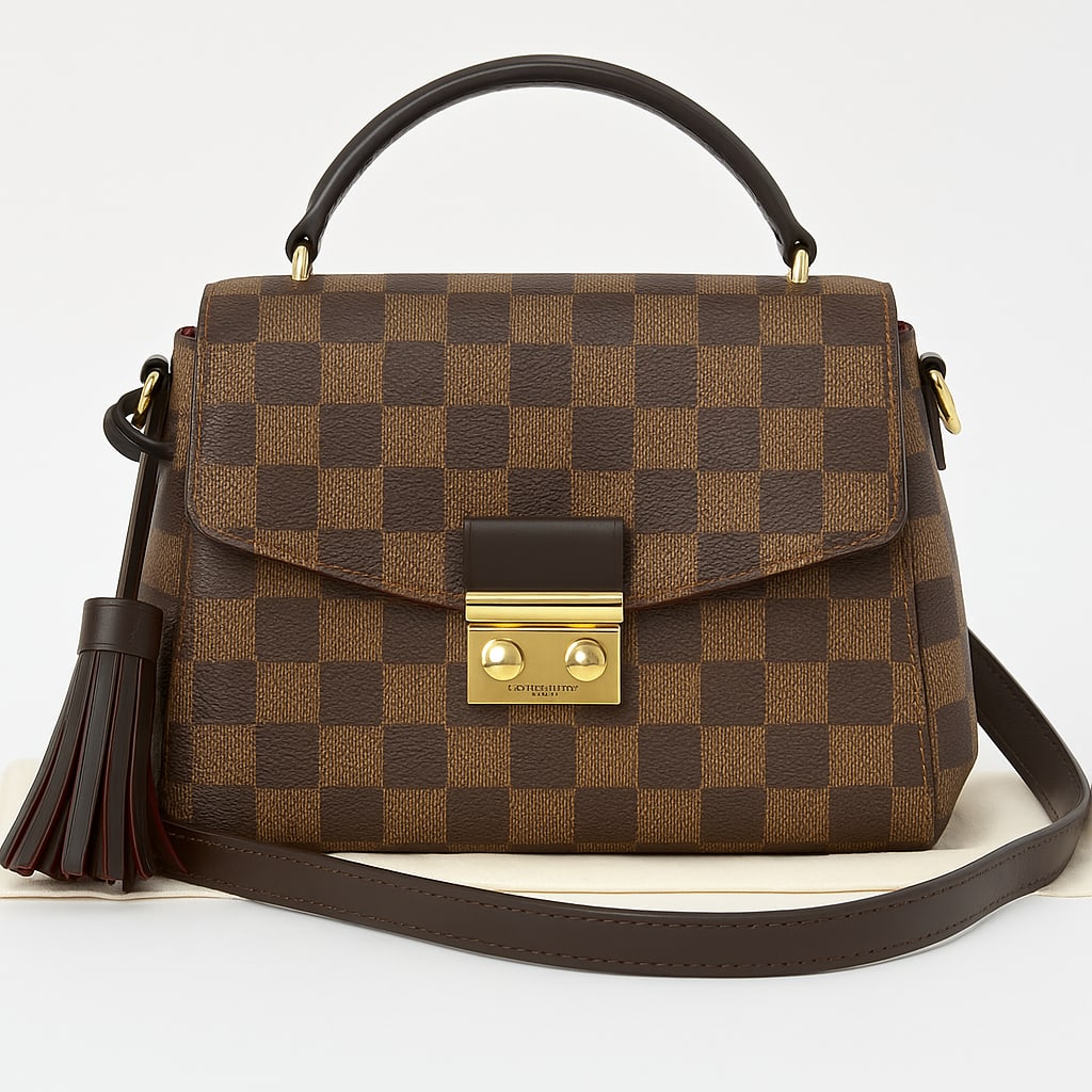 Louis Vuitton Damier Ebene Croisette Bag front view