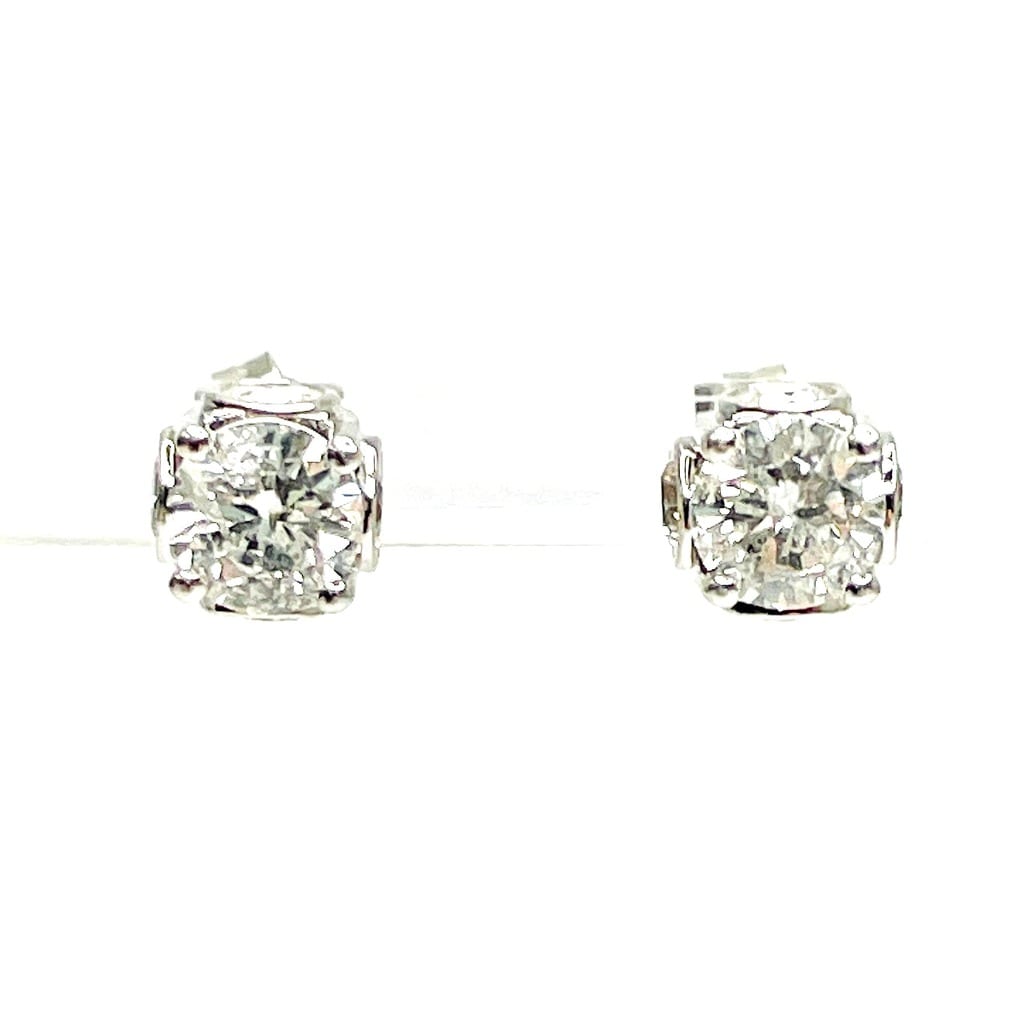 14K White Gold Diamond Earrings close-up