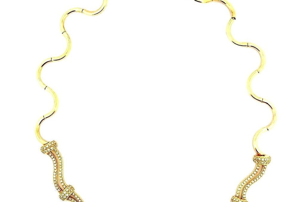 18K Yellow Gold 3.0 ctw Diamond Necklace for Sale