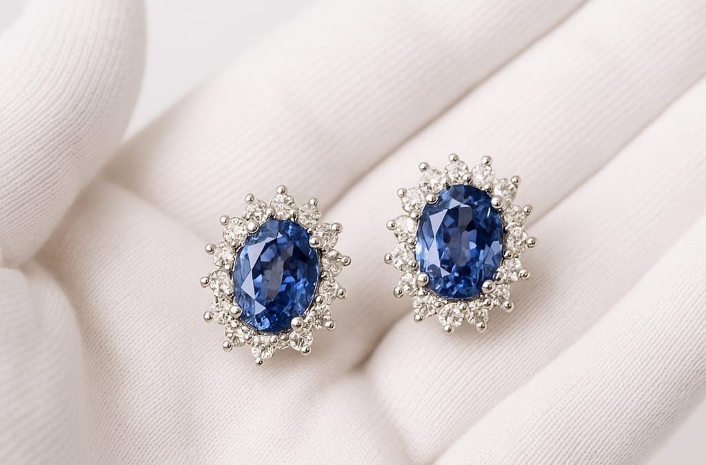 18kt White Gold Tanzanite Diamond Earrings for Elegance