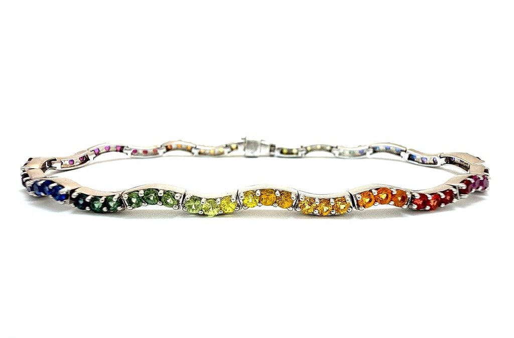 14K Gold Multi-Gemstone Bracelet: A Splash of Color and Elegance