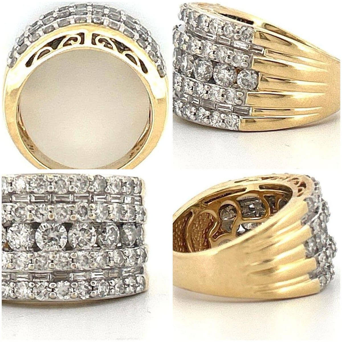 Collage of 14K Yellow Gold Diamond Ring
