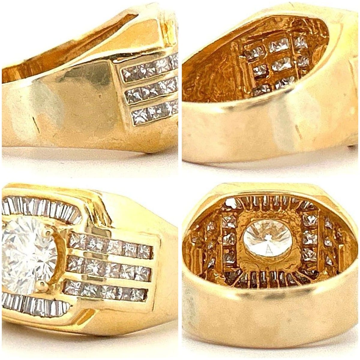 Men's diamond ring on white background