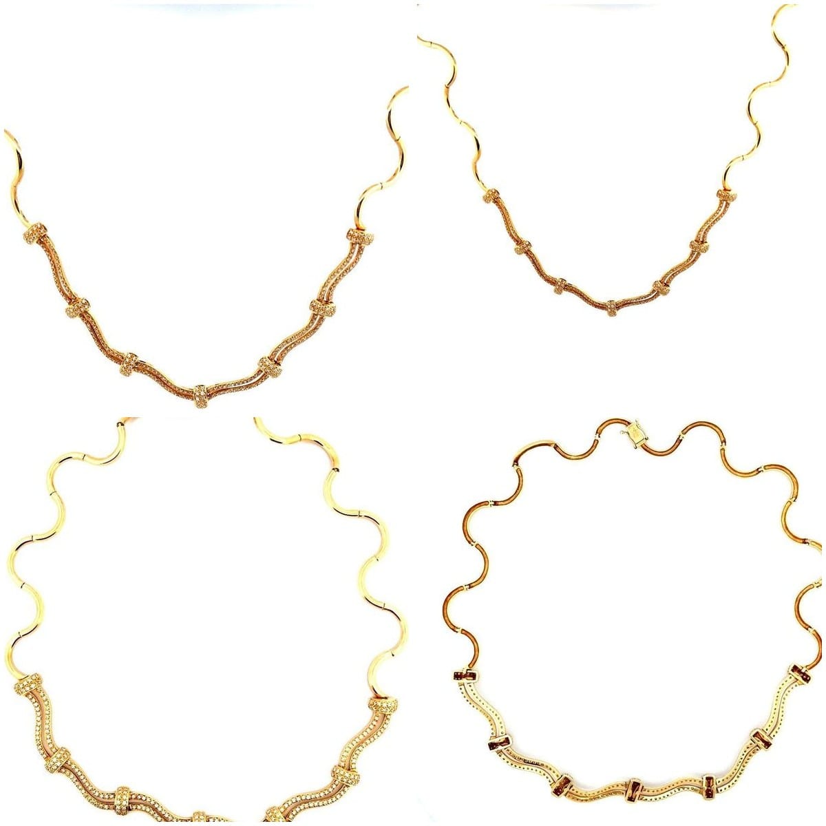 Collage of 18K Yellow Gold Diamond Necklace