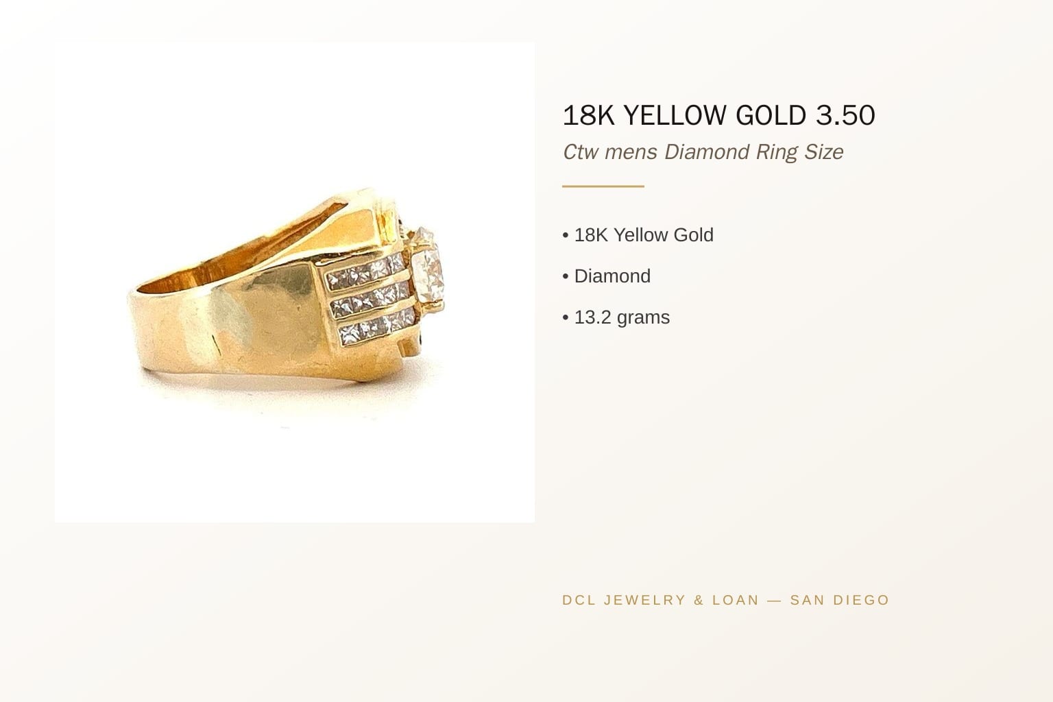 Infographic of men's diamond ring features