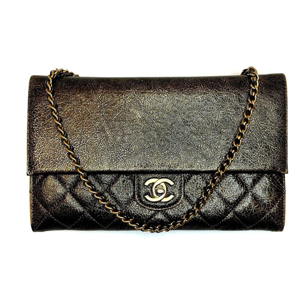 Chanel clutch open view showing interior