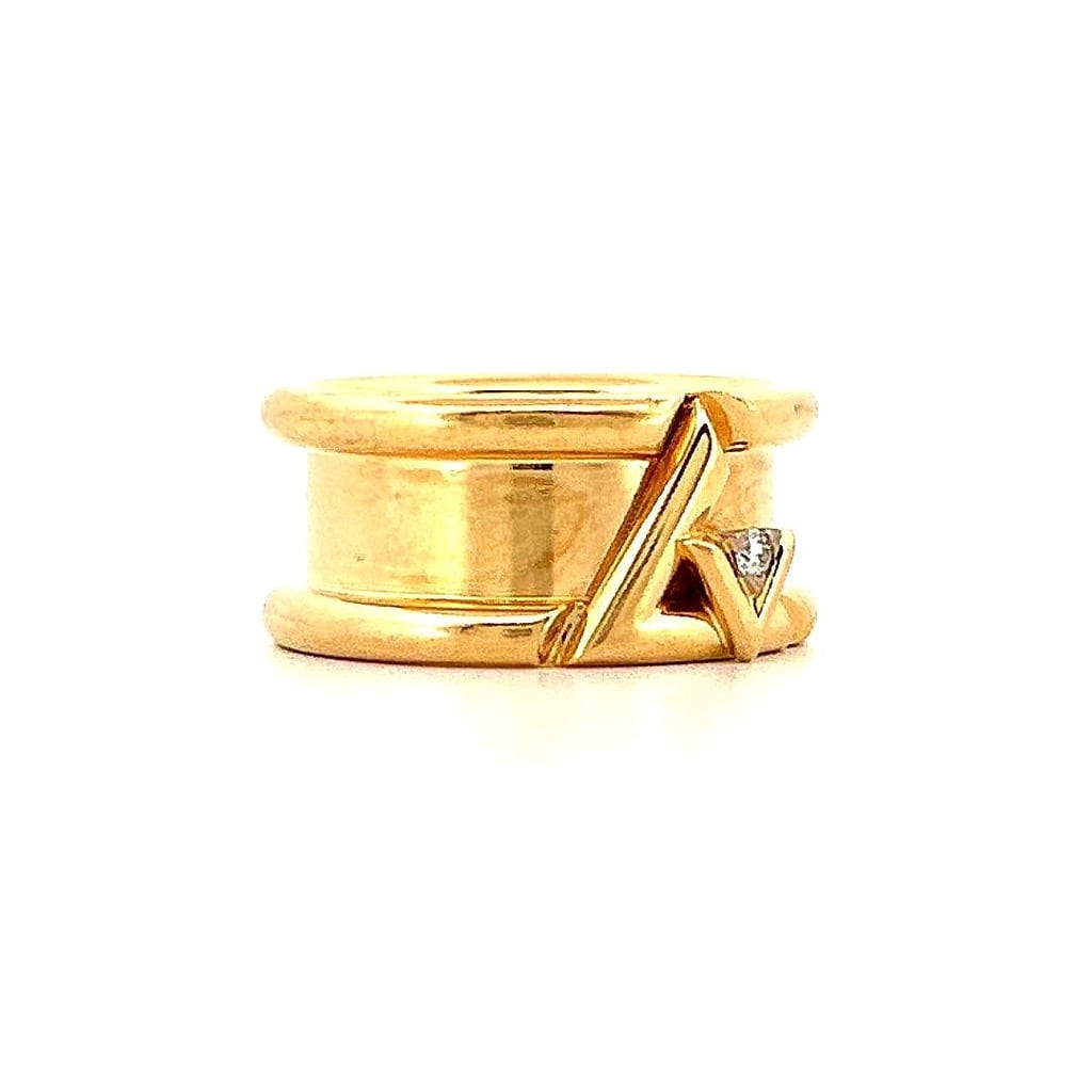 Close-up of diamond accent on Louis Vuitton ring