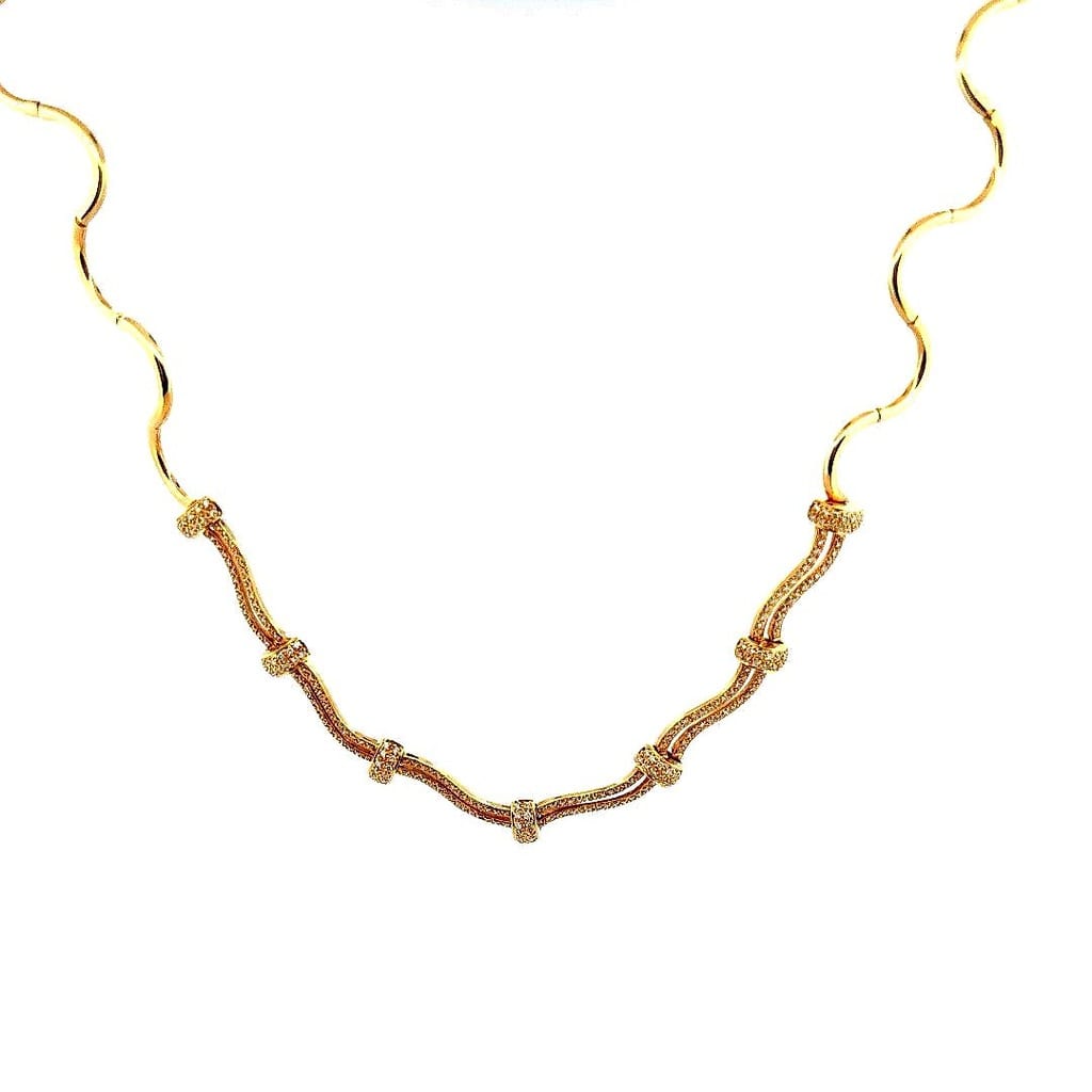 18K Yellow Gold Diamond Necklace on Display