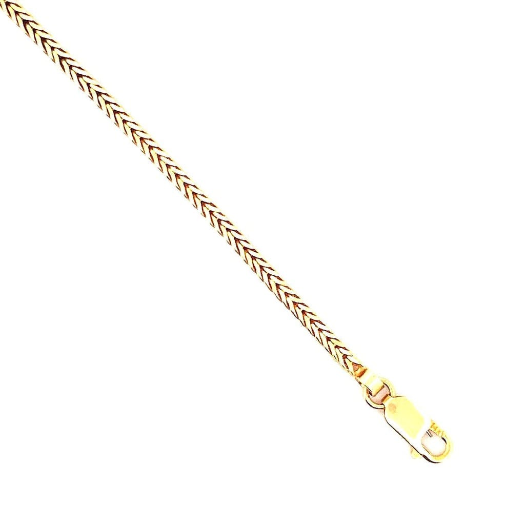Detailed image showing the clasp of the 16K gold wheat chain