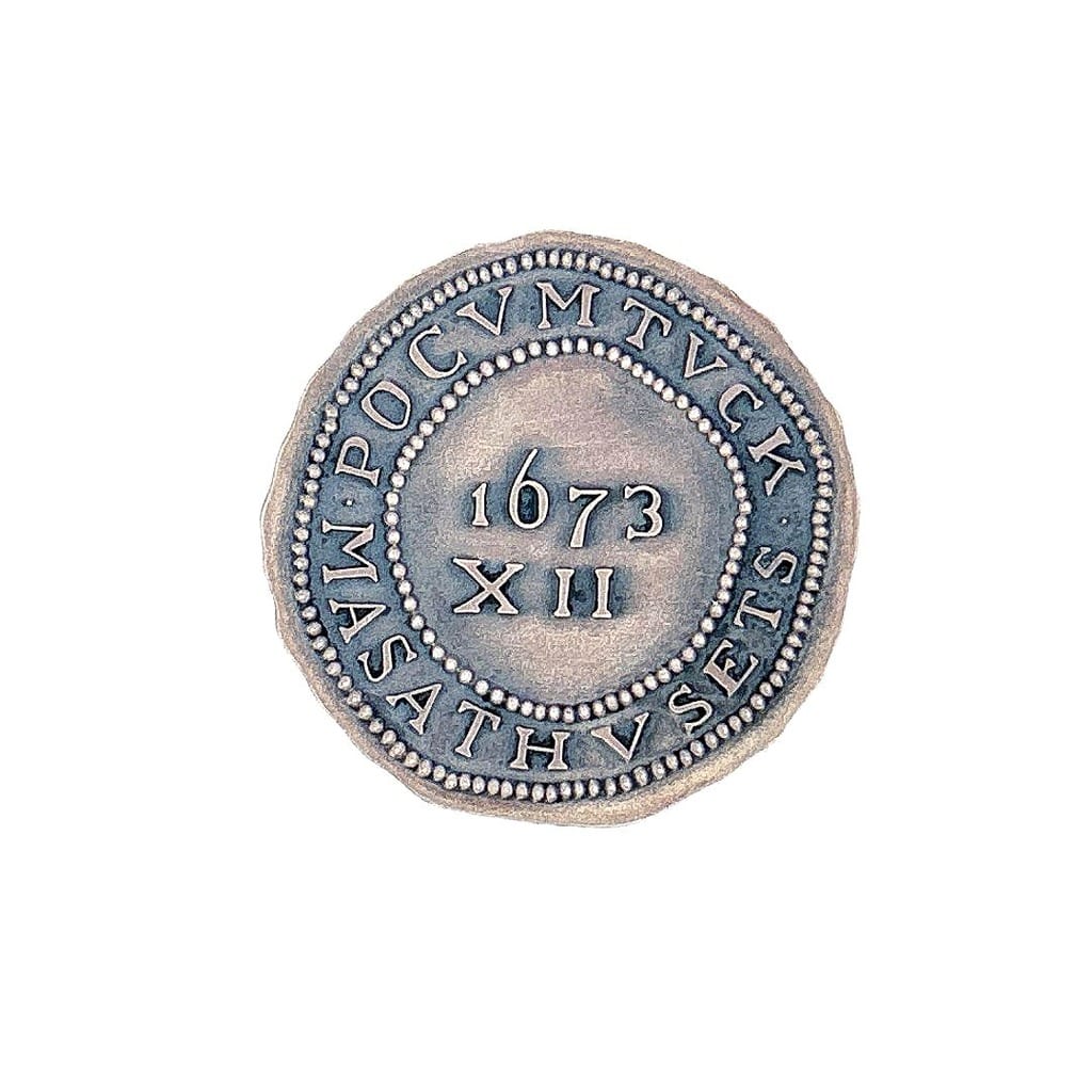 Deerfield Pine Tree Shilling coin back view