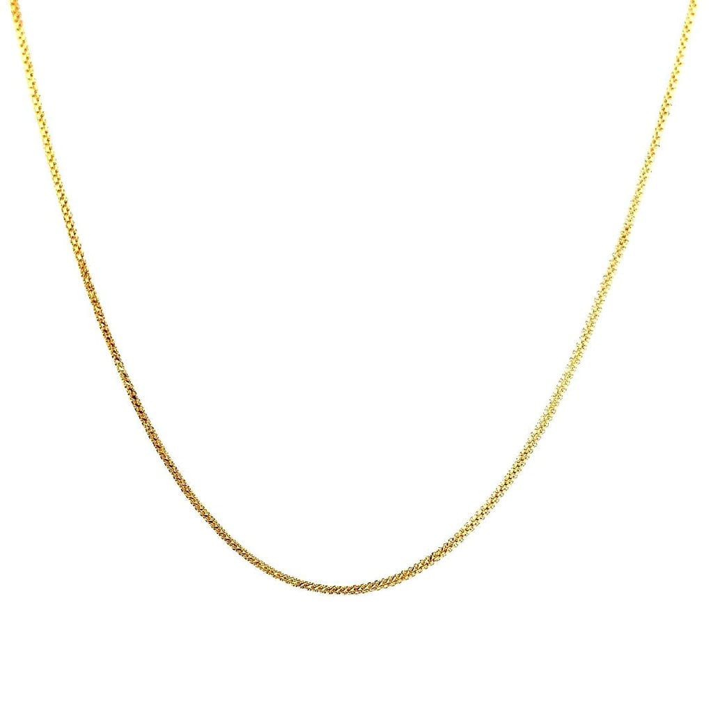 Model wearing the 18K Yellow Gold Fancy Chain Necklace